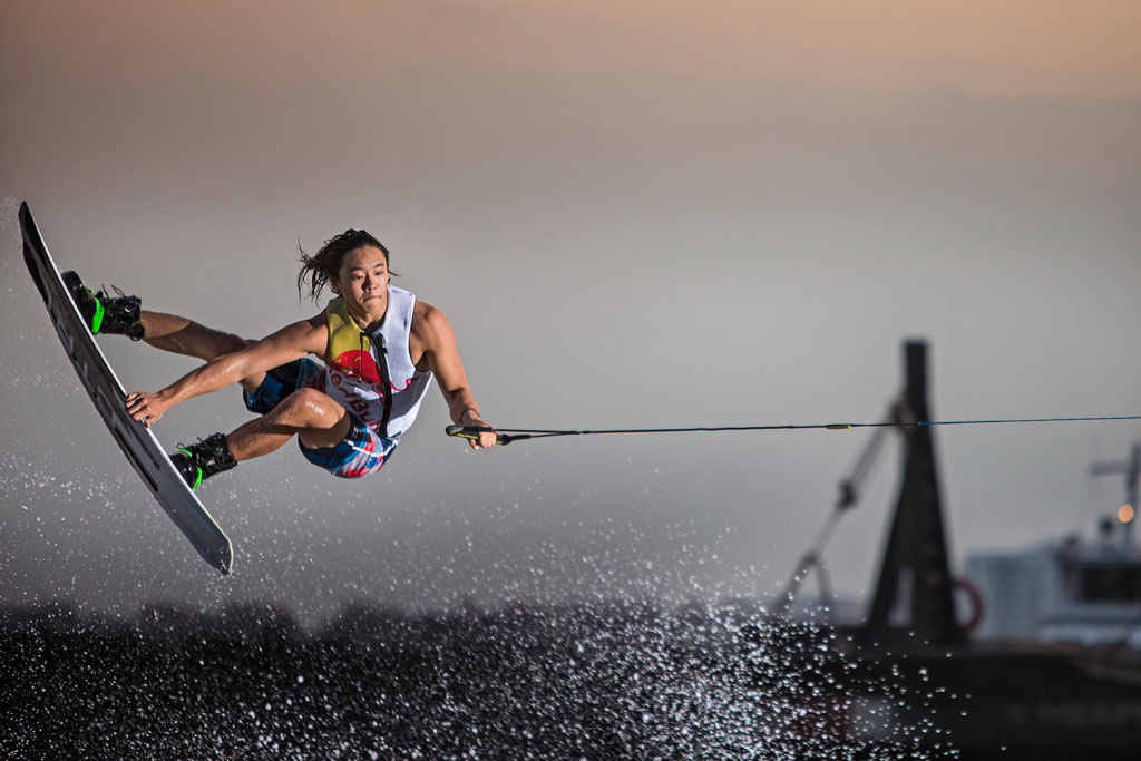 Wakeboarder close-up