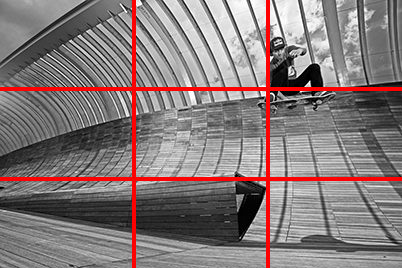 Skateboarder jumped 1/3 of frame