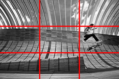 Skateboarder jumped 2/3 of frame