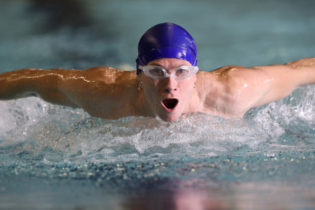 Swimmer in race