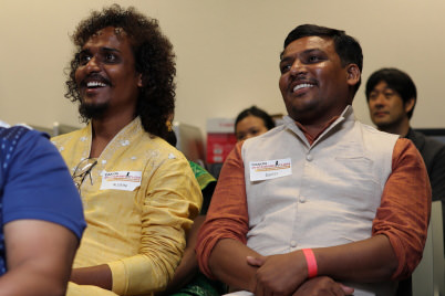 Amused faces watching the video