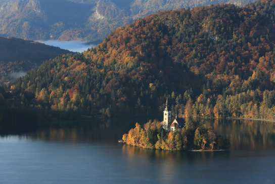 wide-angle view of church