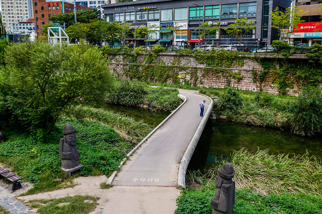 lone man on the bridge