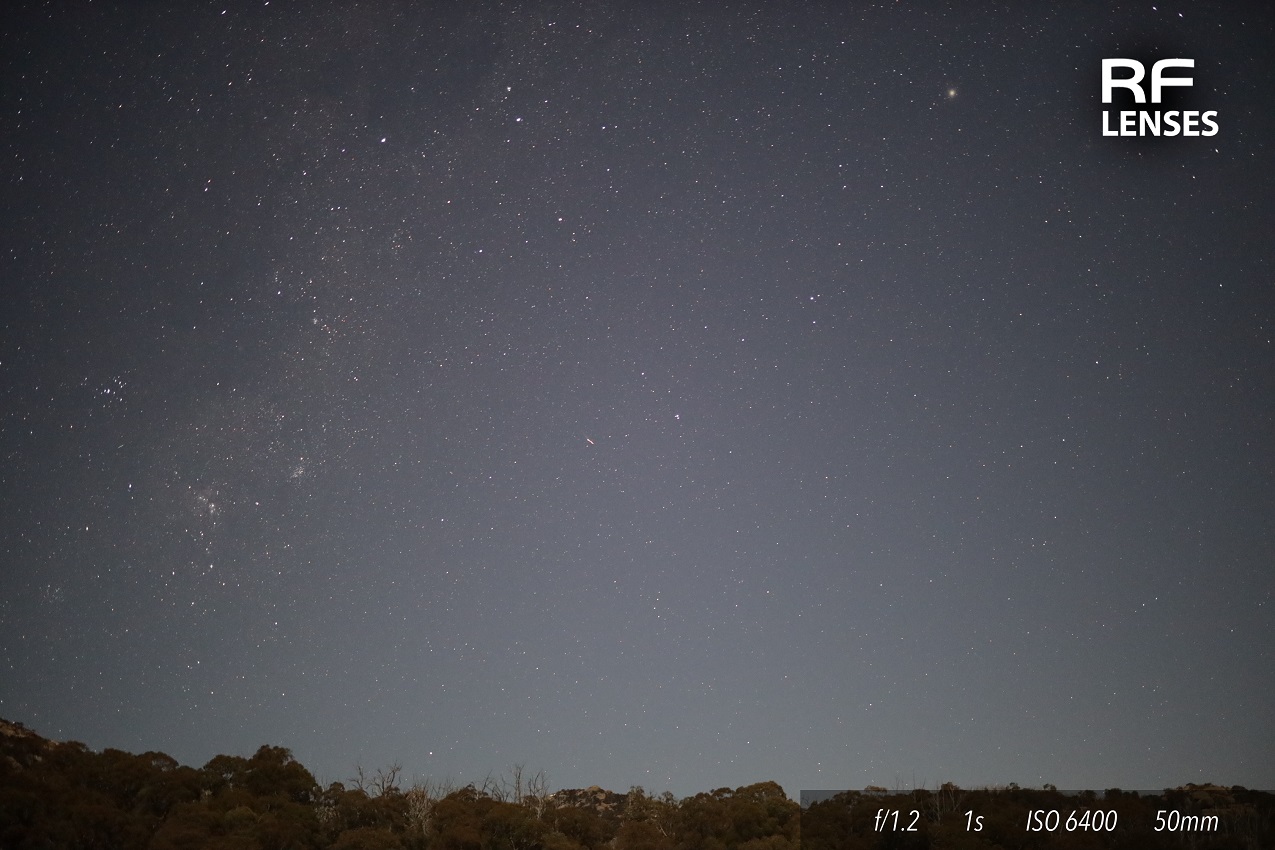 Photo of night sky taken with EOS R in near pitch darkness