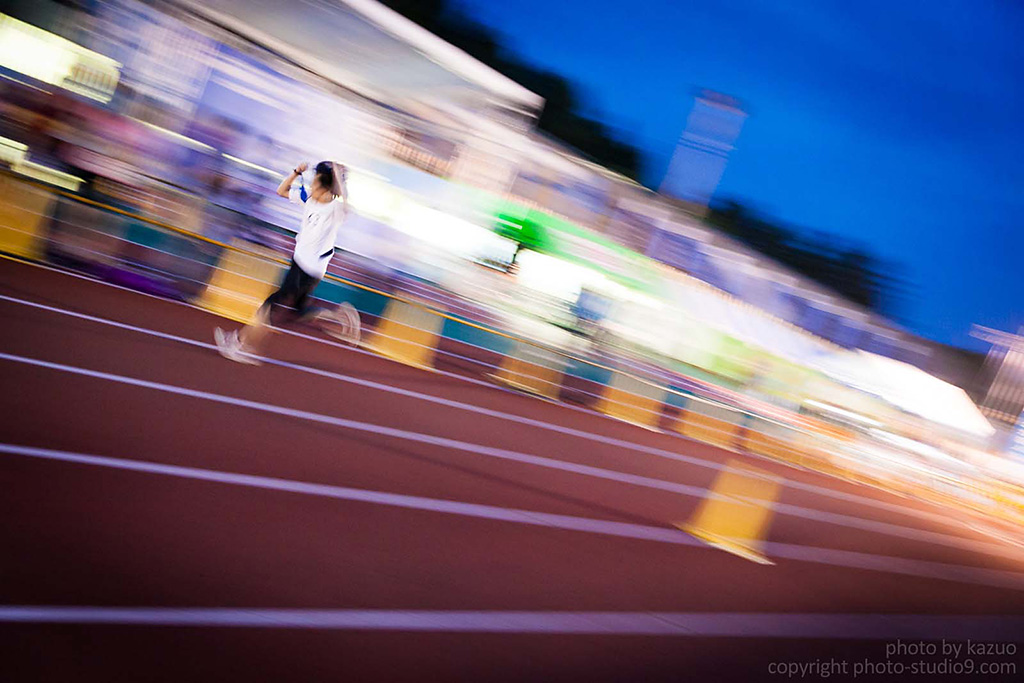 Panning shot of runner on track