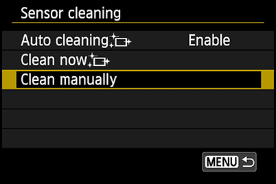 Sensor cleaning – clean manually