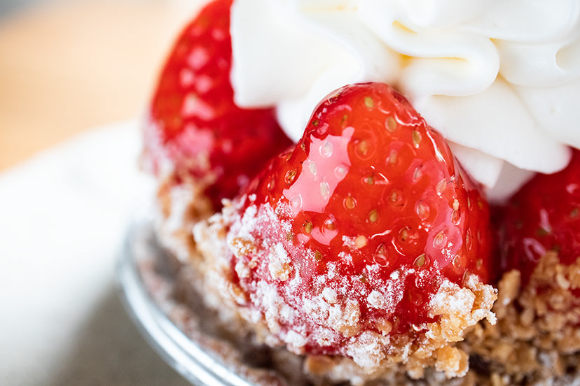 Macro closeup of strawberry tart