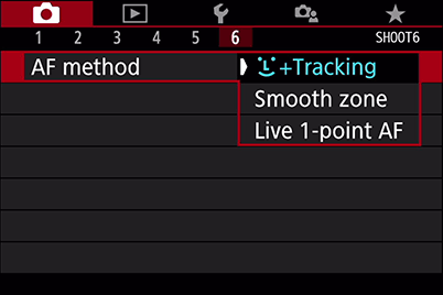 Face + Tracking AF mode screenshot