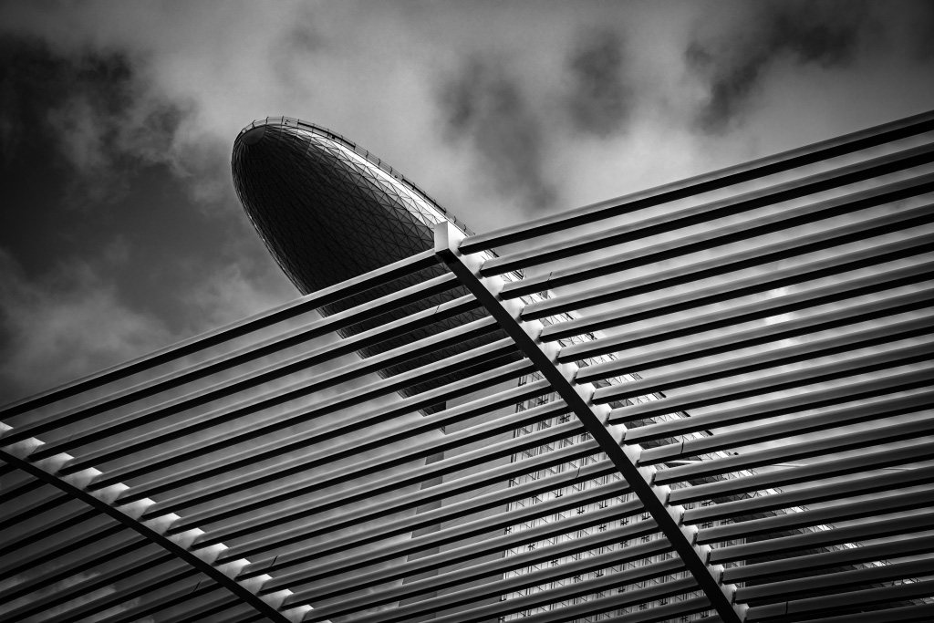 Marina Bay Sands in black and white