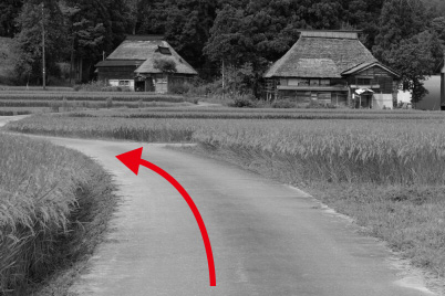 Diagram showing road and direction of viewer’s attention