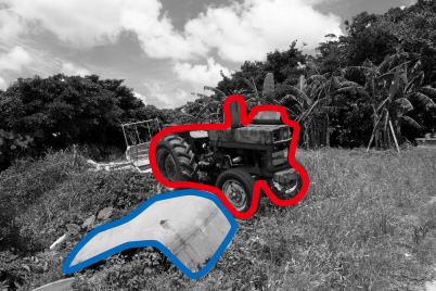 Tractor and secondary subject same size (outlined)