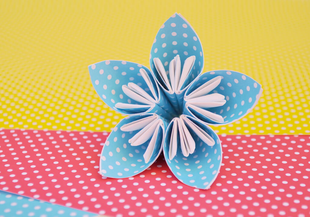 origami flower made from patterned paper