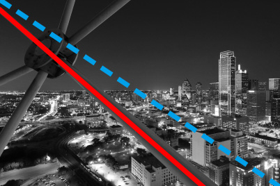 Diagram showing diagonal lines formed by architectural details