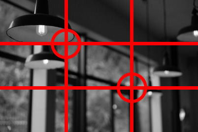 Diagram showing placement of lamps on intersections of 3x3 grid