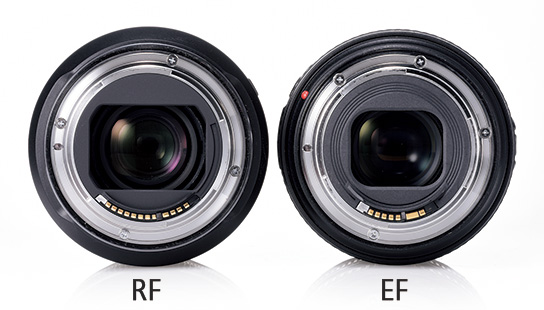 RF mount and EF mount side-by-side comparison