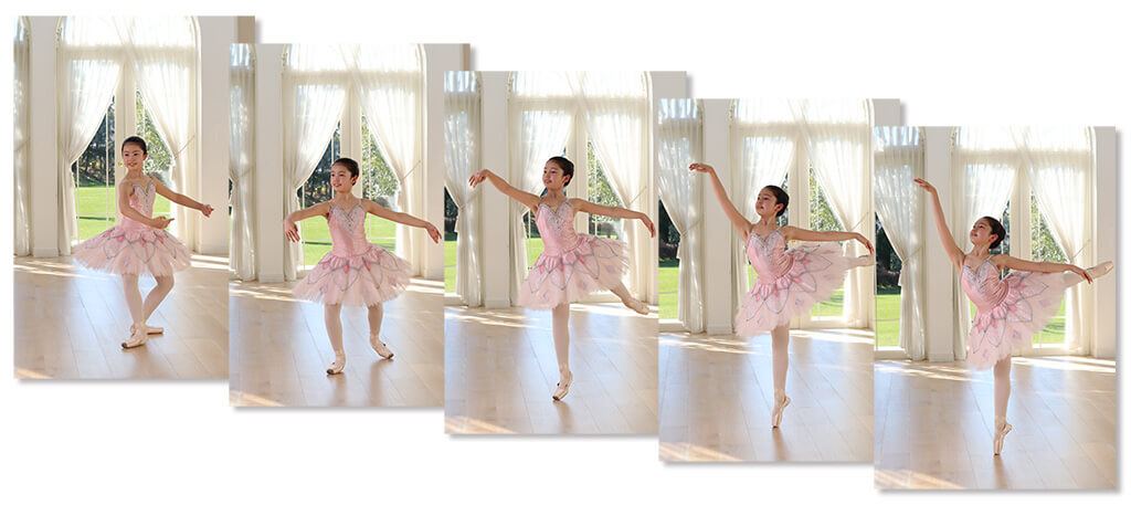 Continuous shots of child ballet dancer