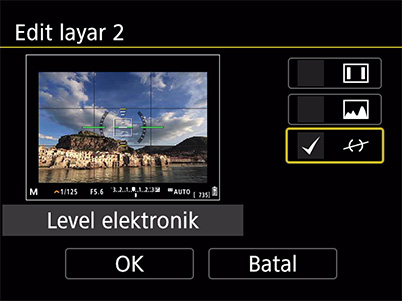 Menyesuaikan pengaturan viewfinder information/toggle