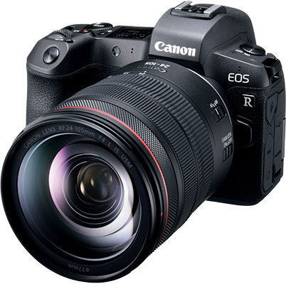The EOS R with the RF24-105mm f/4L IS USM attached