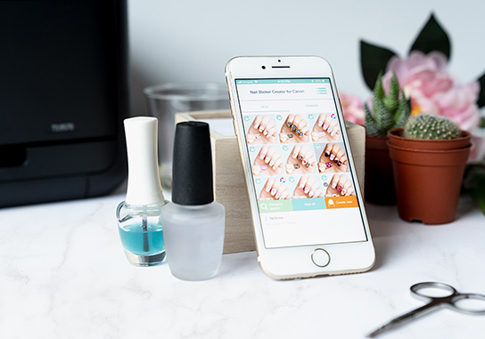 Canon Nail Sticker Creator app on mobile