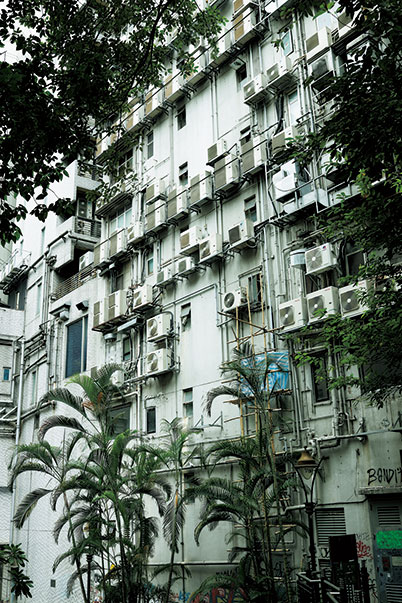 Apartment facade with aircon units