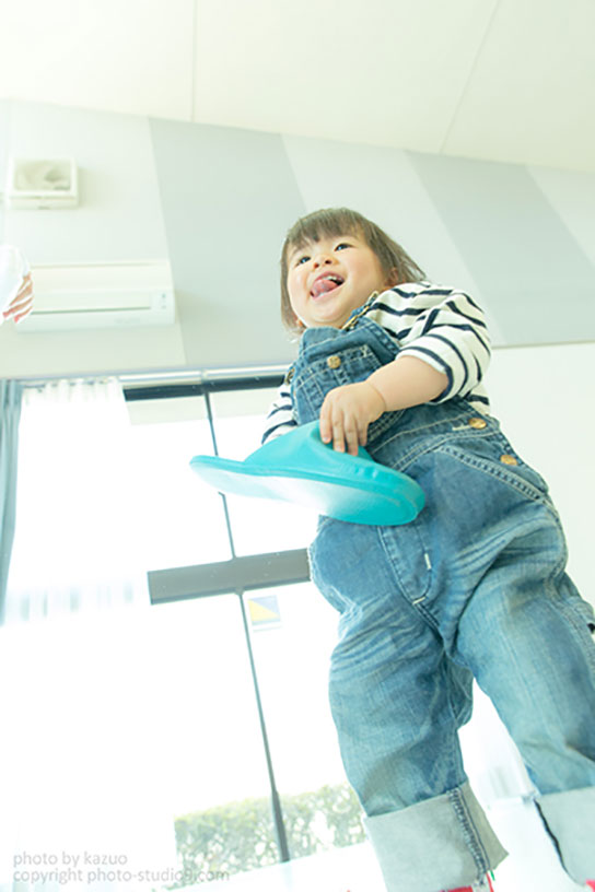 Giant standing toddler