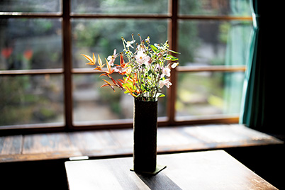 Shot with focus on vase