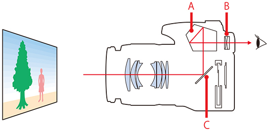 iagram showing how image on OVF is achieved