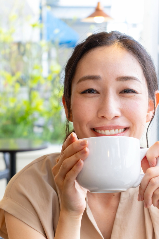 Close-up portrait in café