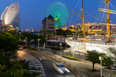 Nightscape with moving car at 1/4 sec