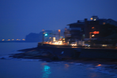 Night shot of boat with camera shake