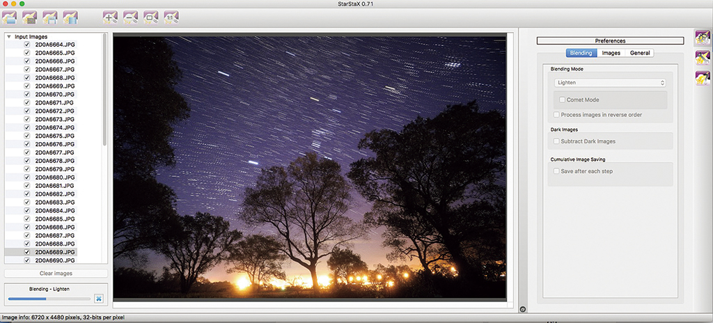 Screenshot from StarStaX