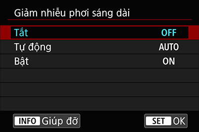 Trình đơn thiết lập Long Exposure Noise Reduction