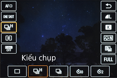 Trình đơn Quick Control chế độ truyền động