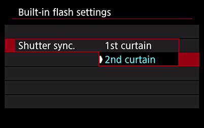 Shutter sync setting menu