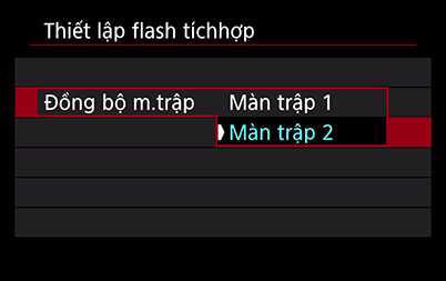 Trình đơn thiết lập đồng bộ màn trập