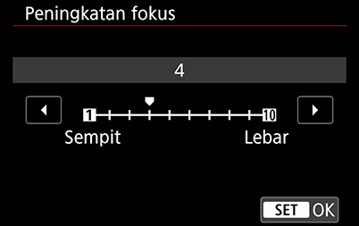 Menu menunjukkan pemilihan peningkatan fokus