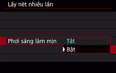 Trình đơn để bật/tắt làm mượt phơi sáng