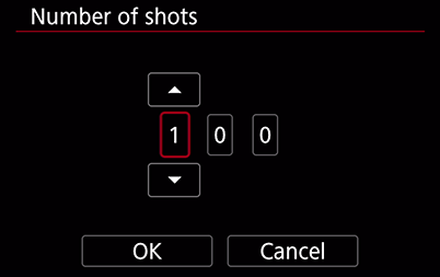 Menu showing number of shots