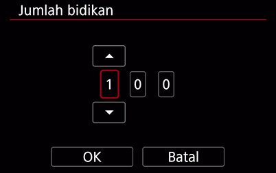 Menu menunjukkan jumlah bidikan
