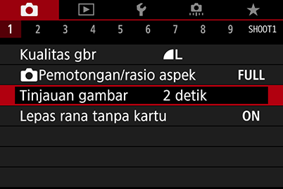 Layar menu Image review