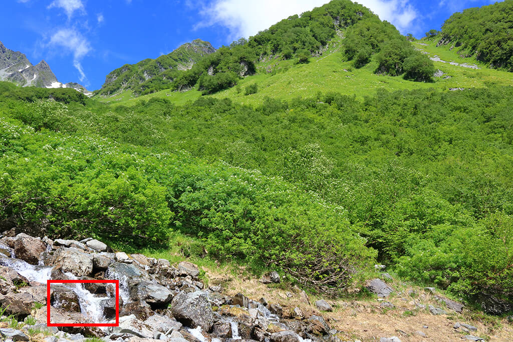 Mountain behind stream