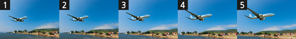 Series of 10 continuous shots of flying aircraft