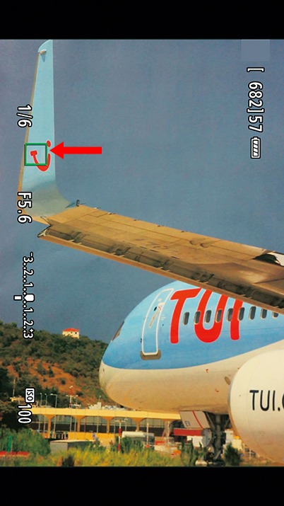 Example showing small Single-point Spot AF frame