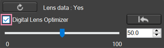 Screenshot of Digital Lens Optimizer enabled in DPP