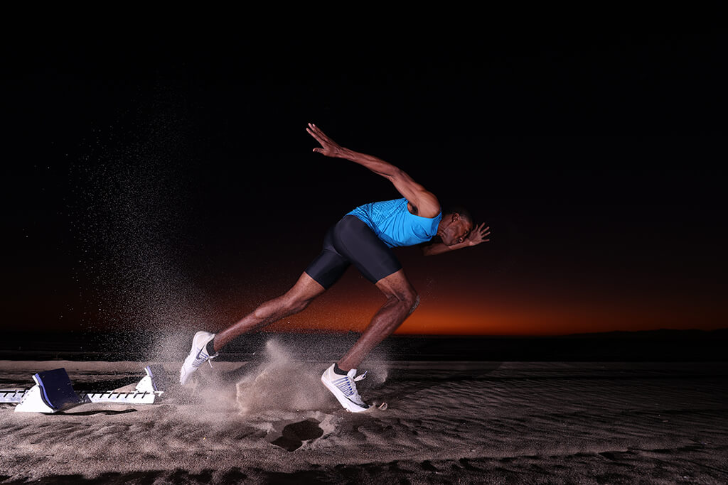 Athlete coming out from sea