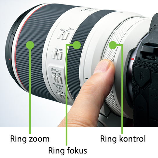 Control ring RF70-200mm f/2.8L IS USM, focusing ring (ring fokus) dan ring zoom (zoom ring)