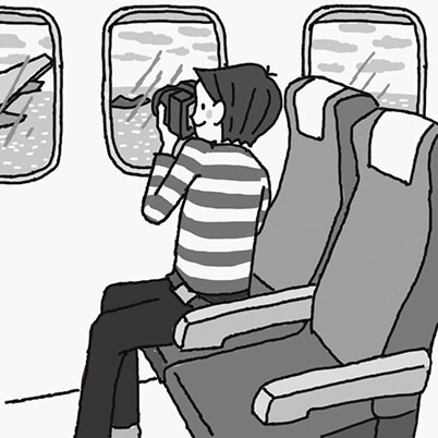 Diagram of photographer shooting from window seat