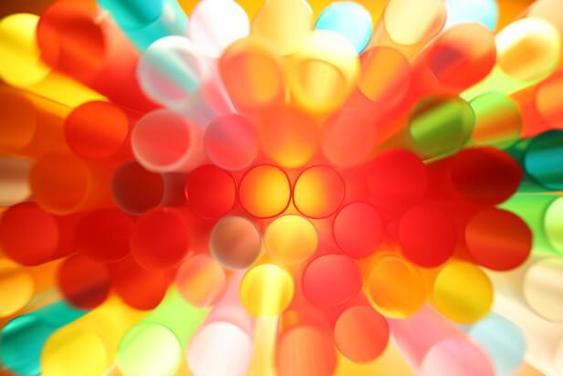 Close-up of colourful straws