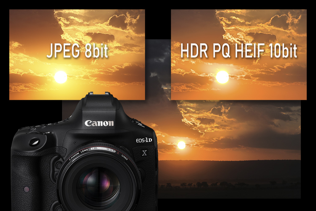 HEIF image, JPEG image and EOS-1D X Mark III