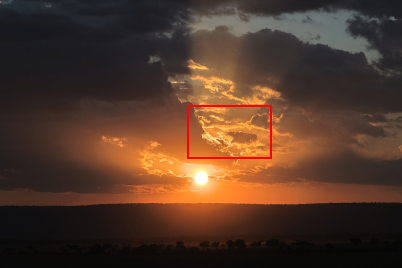 HEIF shot of sunset with frame around cloud details